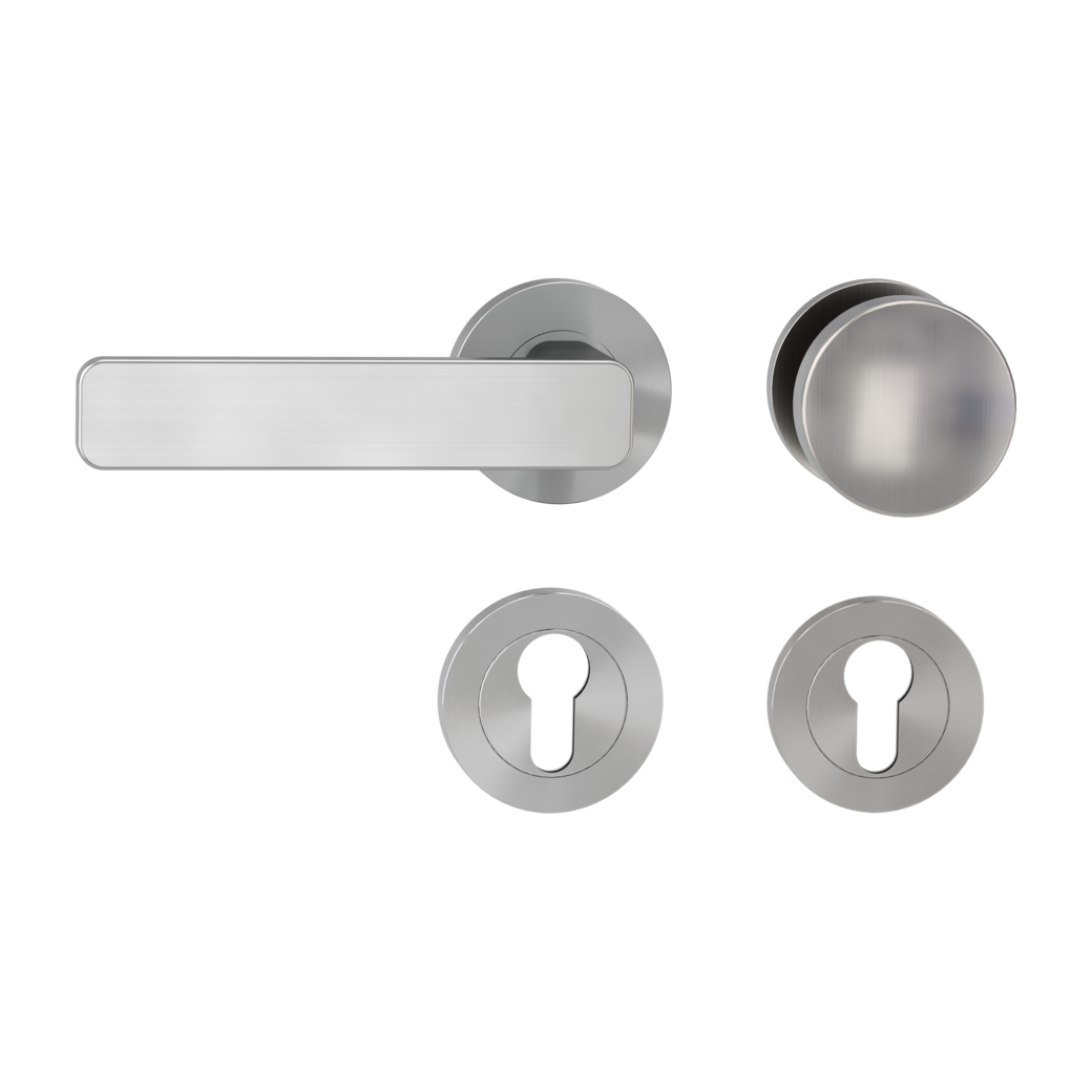 MINIMAL MODERN alternate set Screw-on system GK4 round escutcheons Knob R2 34-45mm velvet grey L