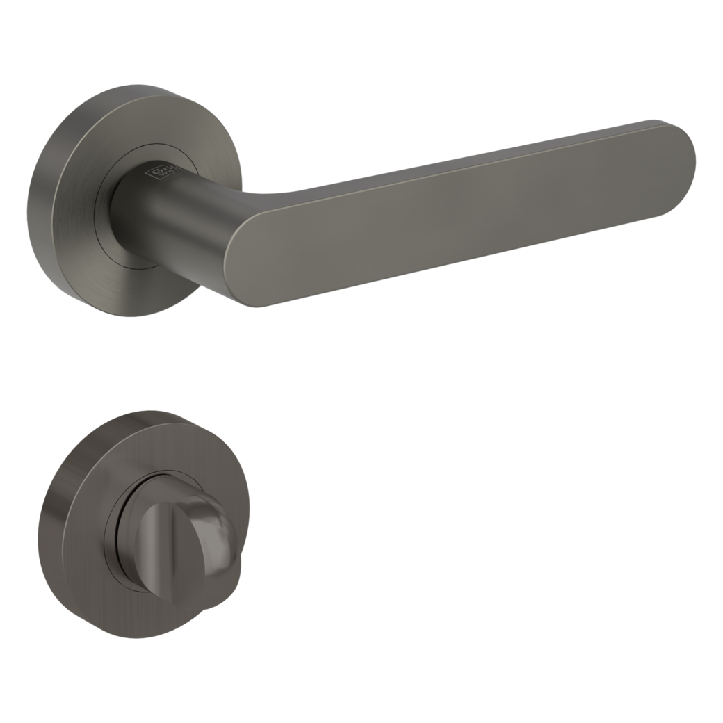 AVUS door handle set Screw-on system GK4 round escutcheons WC cashmere grey