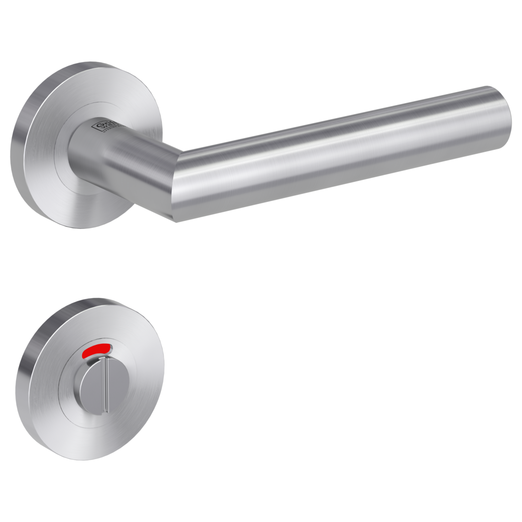 door handle set LUCIA PROF screw on cl4 rose set round wc red/white brushed steel