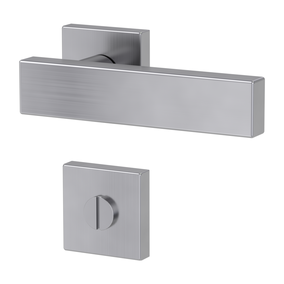 door handle set CARLA SQUARE clip on cl3 rose set square wc brushed steel