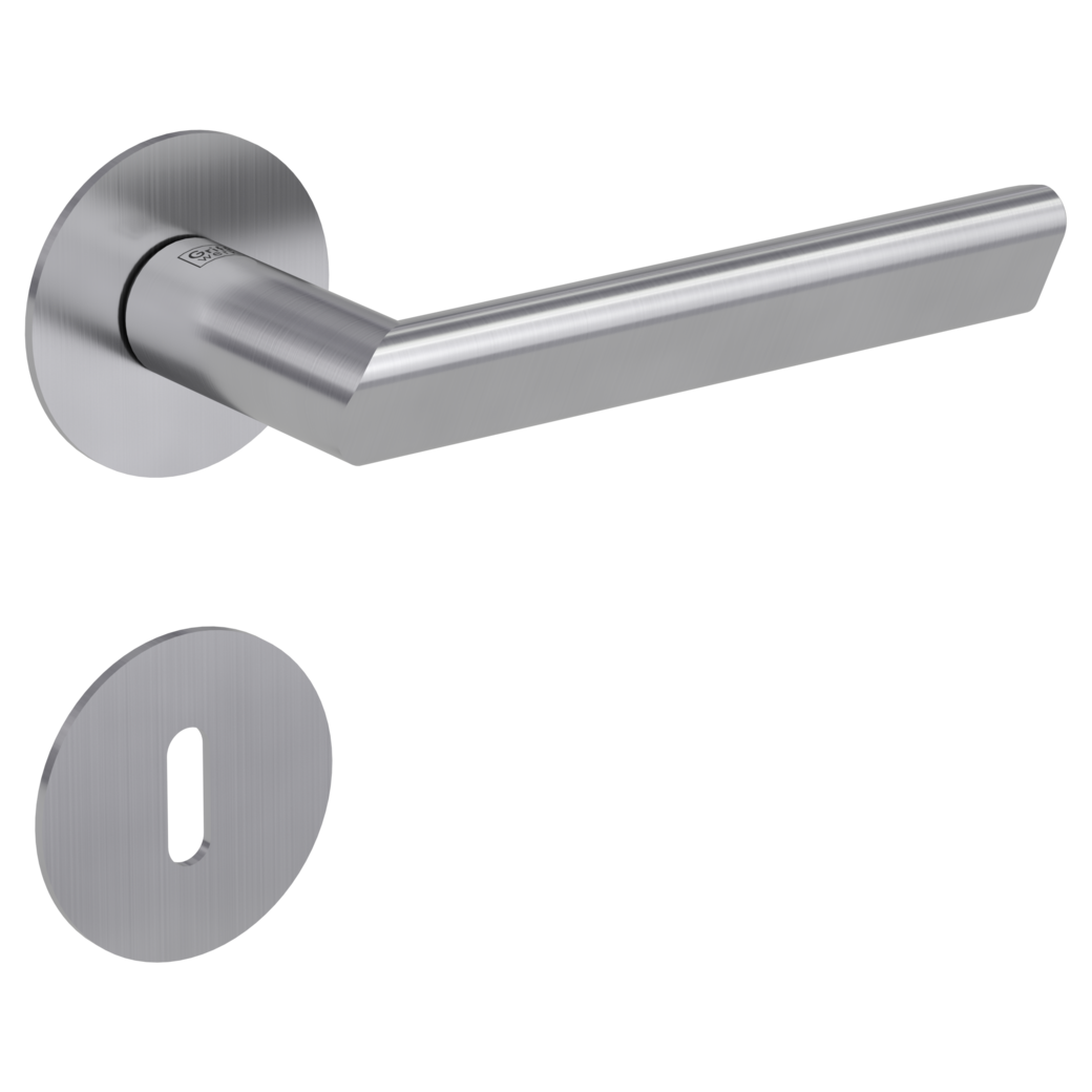 door handle set TRI 134 flat rose rose set round mortice lock brushed steel