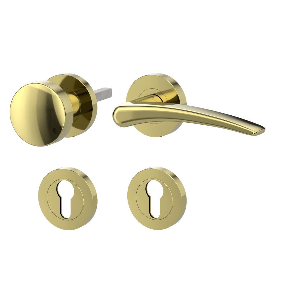 knob handle rose set MARISA screw on cl4 rose set round knob R2 brass look R