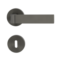 Isolated product image in perfect product view shows the GRIFFWERK rose set GRAPH in the version mortice lock - cashmere grey - screw on technique