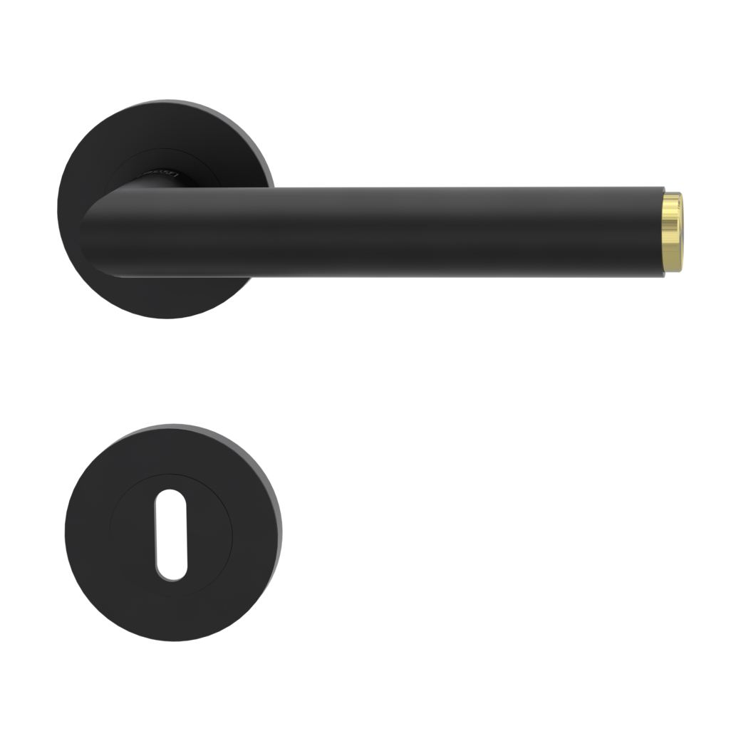 door handle set LUCIA SELECT screw on cl3 rose set round mortice lock graphite black/brass