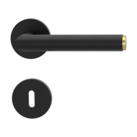 Isolated product image in perfect product view shows the GRIFFWERK rose set LUCIA SELECT in the version mortice lock - graphite black/brass - screw on technique
