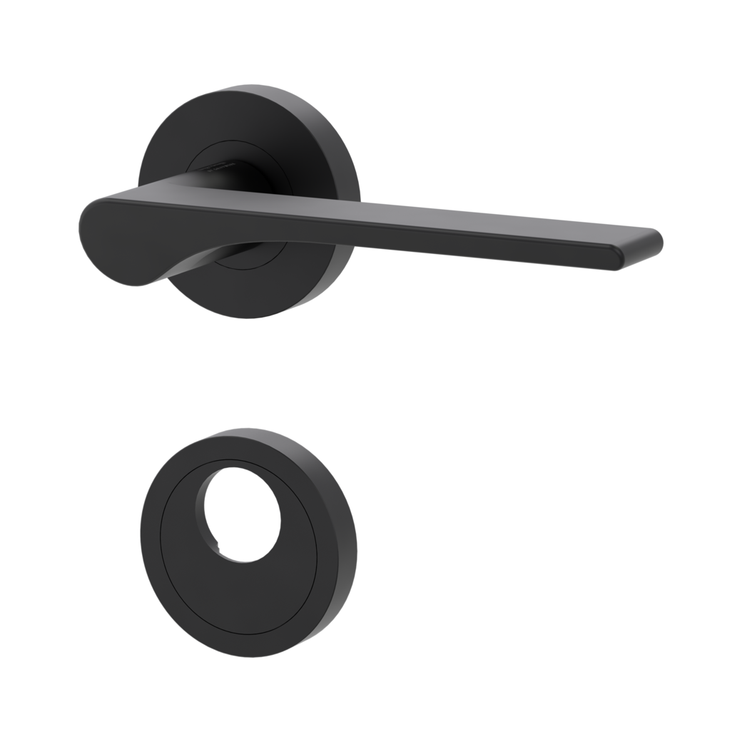 door handle set LEAF LIGHT screw on cl4 rose set round swiss profile graphite black