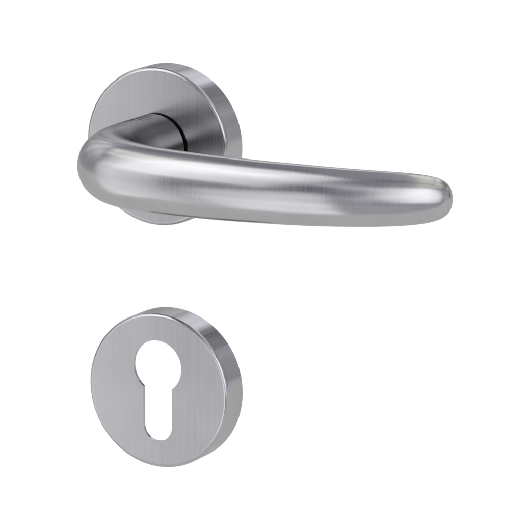 door handle set ULMER GRIFF clip on cl3 rose set round euro profile brushed steel