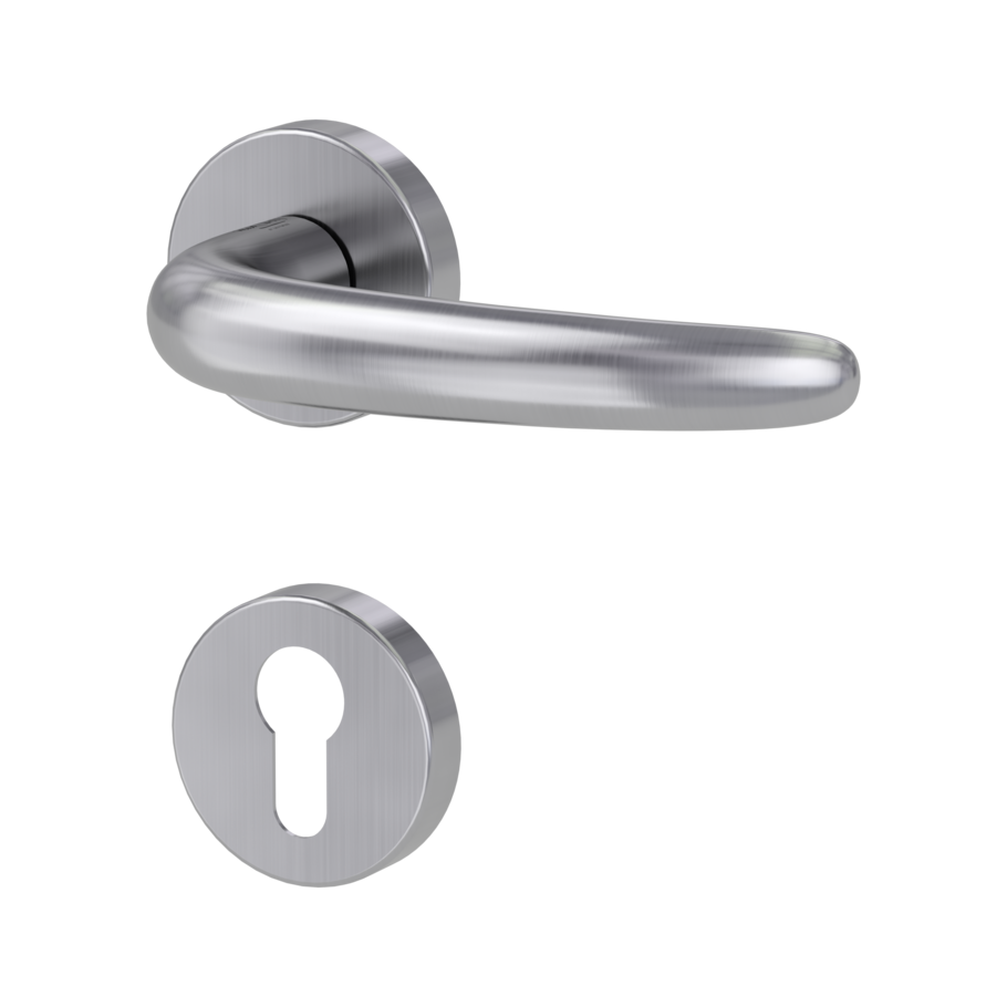 door handle set ULMER GRIFF clip on cl3 rose set round euro profile brushed steel