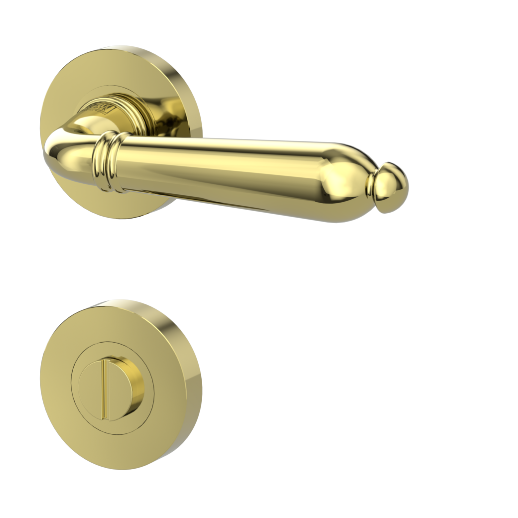 CAROLA door handle set Screw-on system GK4 round escutcheons WC brass effect