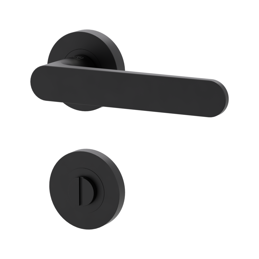 Isolated product image in the left-turned angle shows the GRIFFWERK rose set AVUS in the version turn and release - graphite black - screw on technique outside view