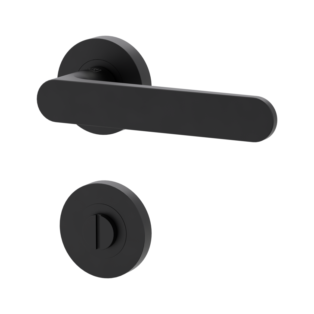 AVUS door handle set Screw-on system GK4 round escutcheons WC graphite black