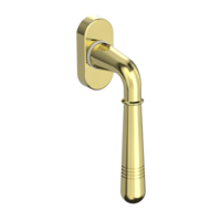 Silhouette product image in perfect product view shows the Griffwerk window handle FABIA in the version unlockable, brass look