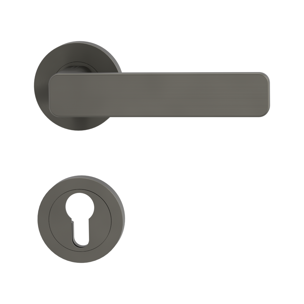 door handle set MINIMAL MODERN screw on cl4 rose set round euro profile cashmere grey