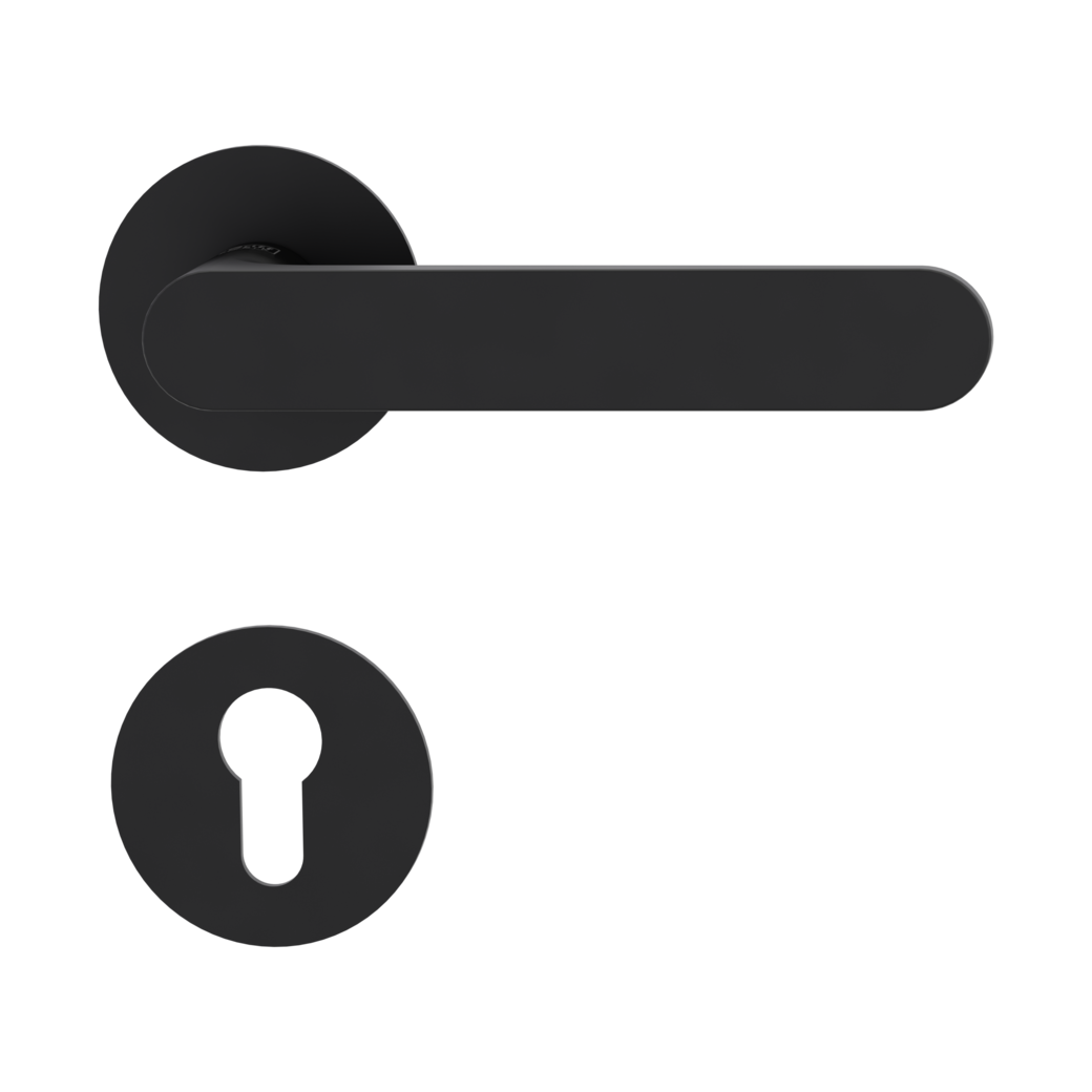 AVUS PIATTA S door handle set Flat escutcheons round Profile cylinder graphite black