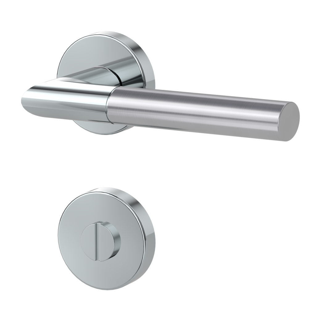 door handle set ARICA clip on cl3 rose set round wc polished/brushed steel