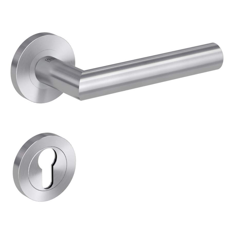 door handle set LUCIA PROF screw on cl3 rose set round euro profile brushed steel