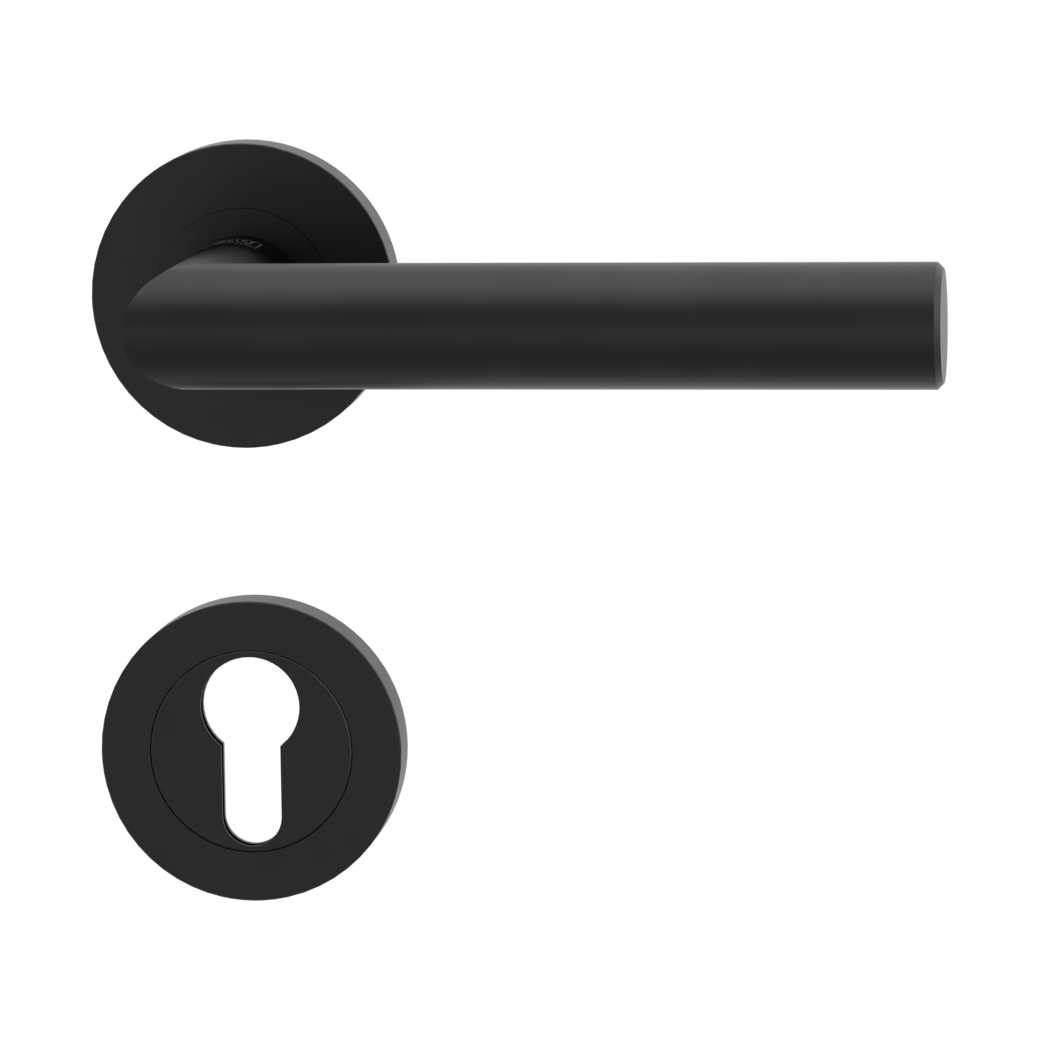 door handle set LUCIA PROF screw on cl3 rose set round euro profile graphite black