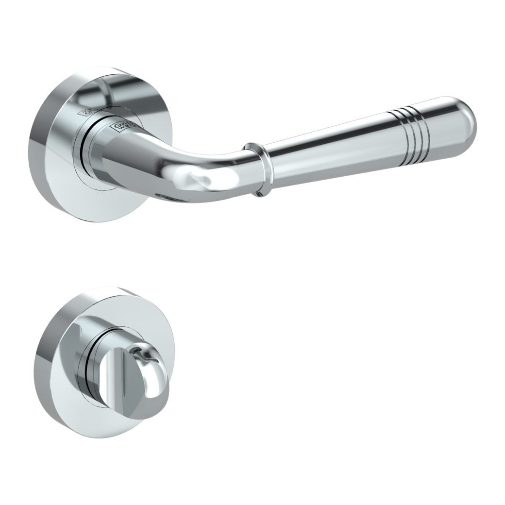 FABIA door handle set Screw-on system GK4 round escutcheons WC chrome