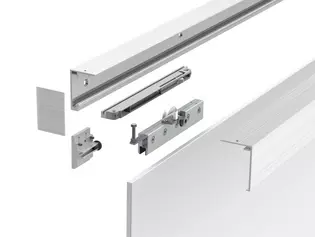 The illustration shows the Softclose of the sliding door system Planeo 60 by Griffwerk in detail