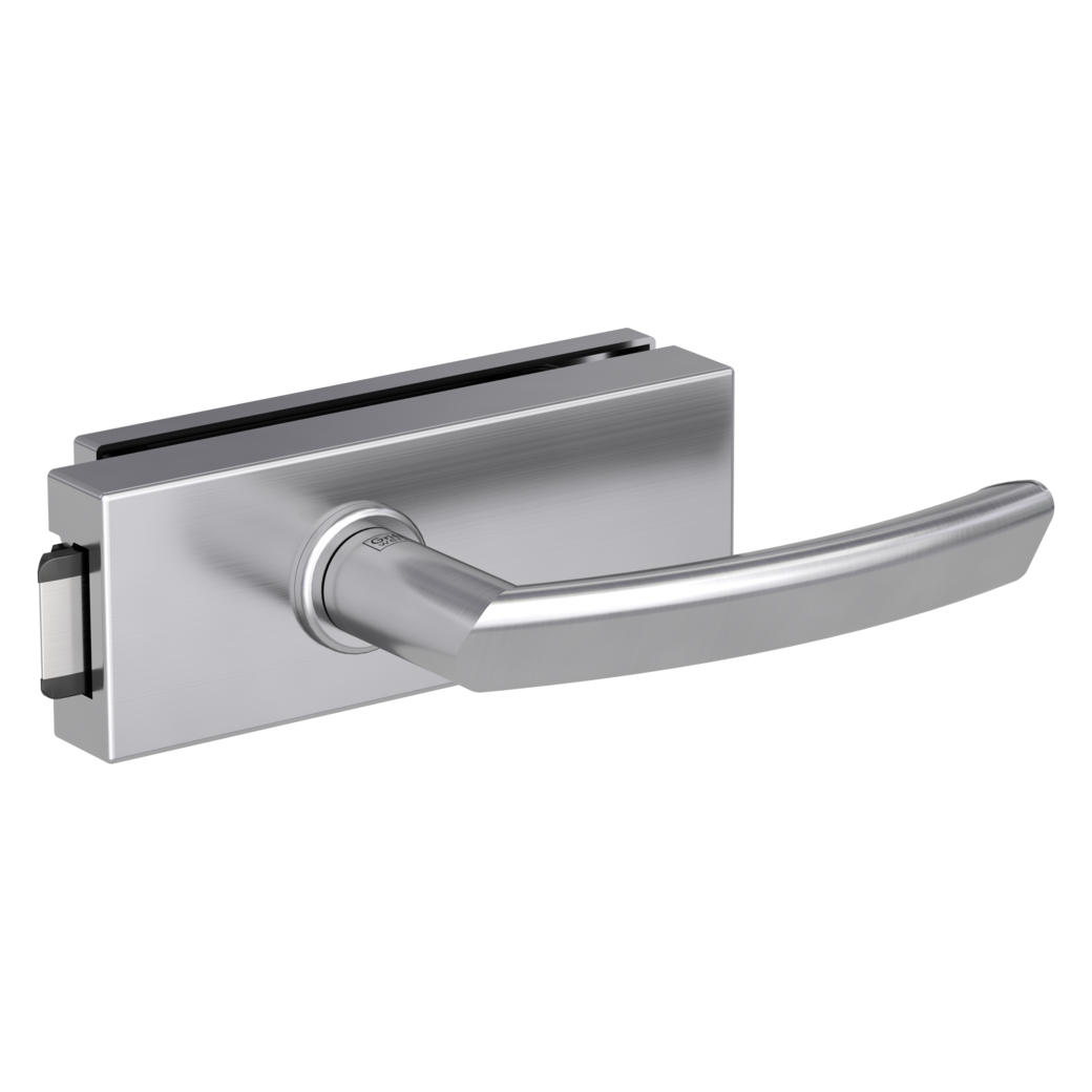 glass door lock set PURISTO S unlockable silent 3-part hinges JETTE CRYSTAL brushed steel