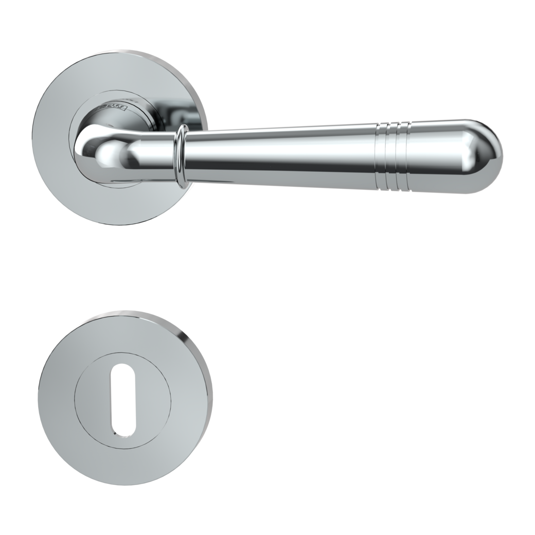 door handle set FABIA screw on cl4 rose set round mortice lock chrome