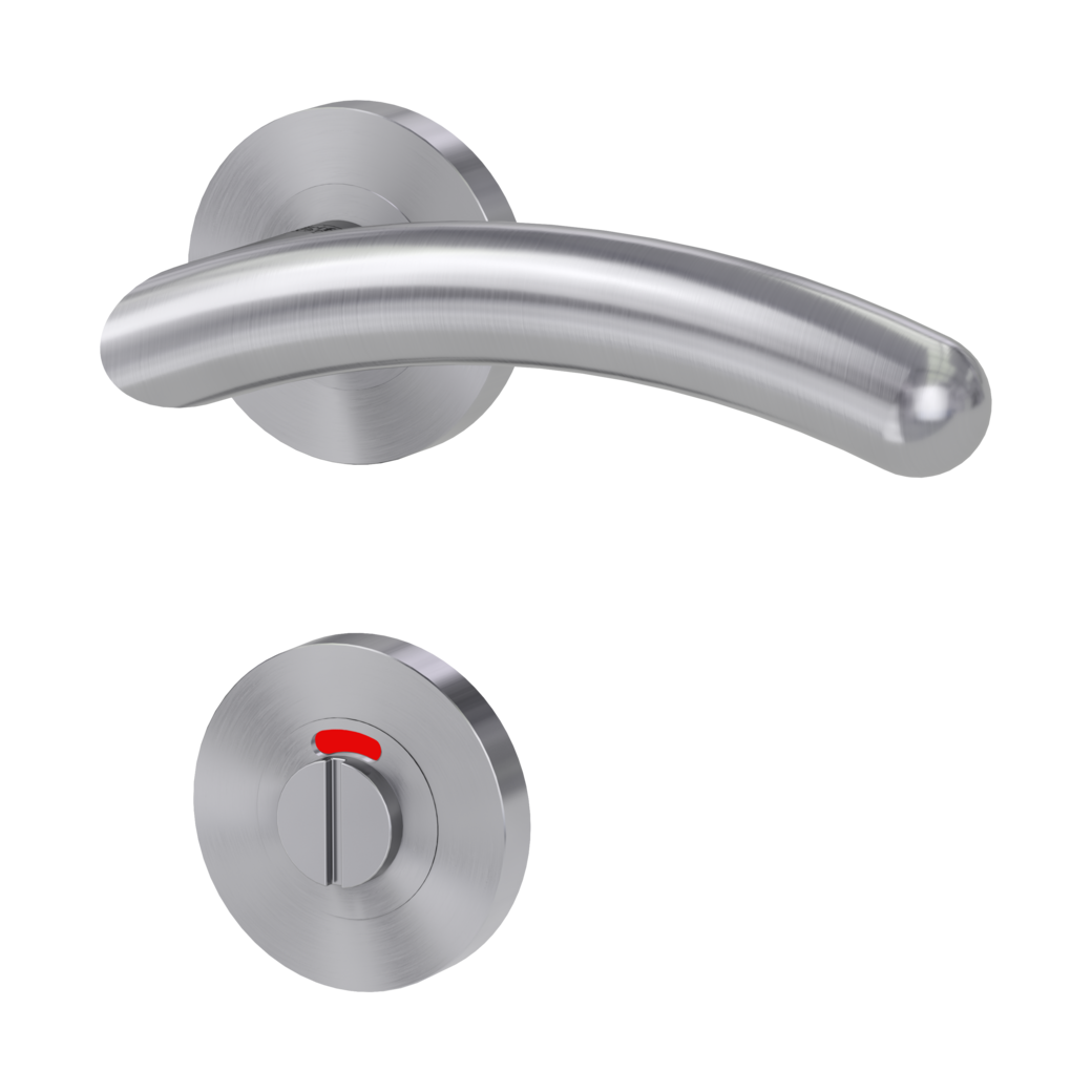 door handle set SAVIA PROF screw on cl3 rose set round wc red/white brushed steel