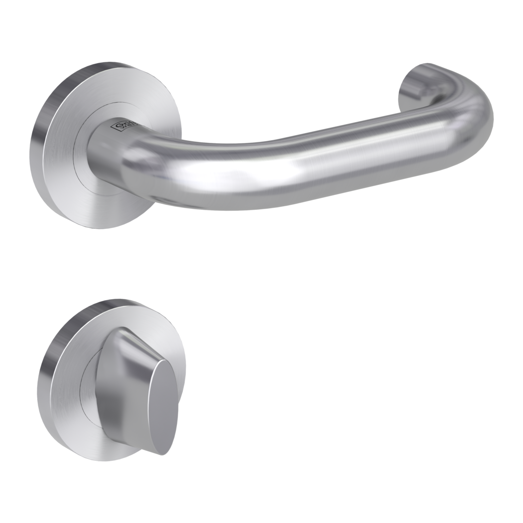 door handle set ALESSIA PROF screw on cl3 rose set round wc red/white brushed steel