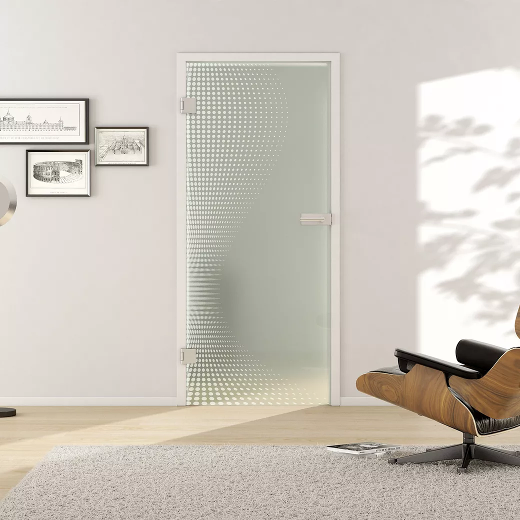 Glasdrehtür DOTS 661 ESG BASIC GREEN matt 871x2013x8mm Studio/Office Ö-Norm L