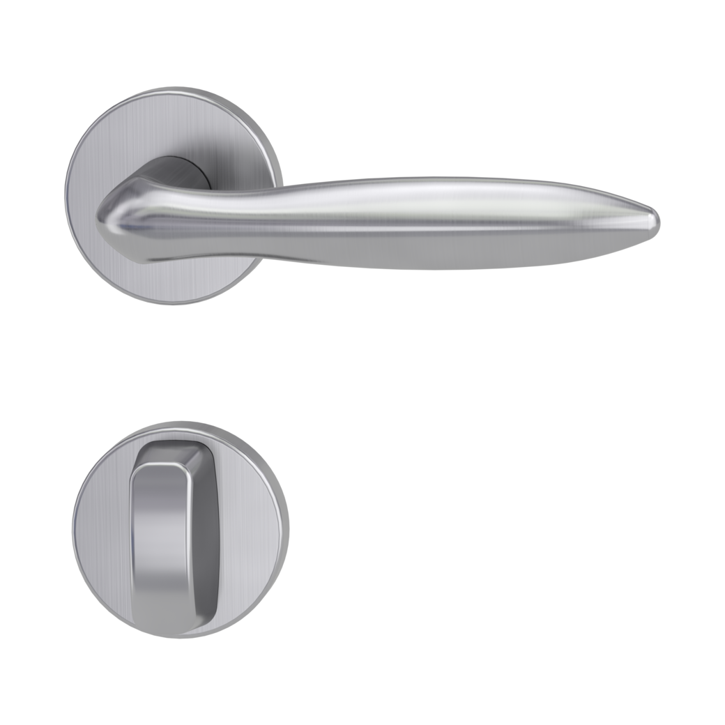 door handle set VERONICA clip on cl3 rose set round wc brushed steel