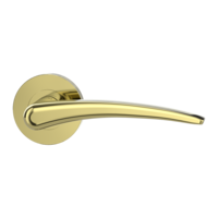 The image shows the Griffwerk door handle set MARISA in the version with rose set round unlockable screw on brass look