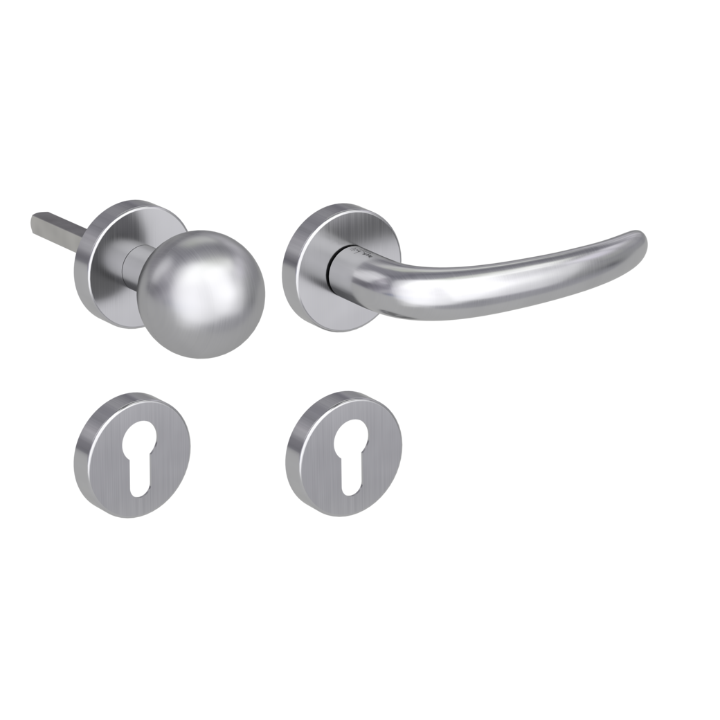 knob handle rose set ULMER GRIFF clip on cl3 rose set round knob R4 brushed steel R