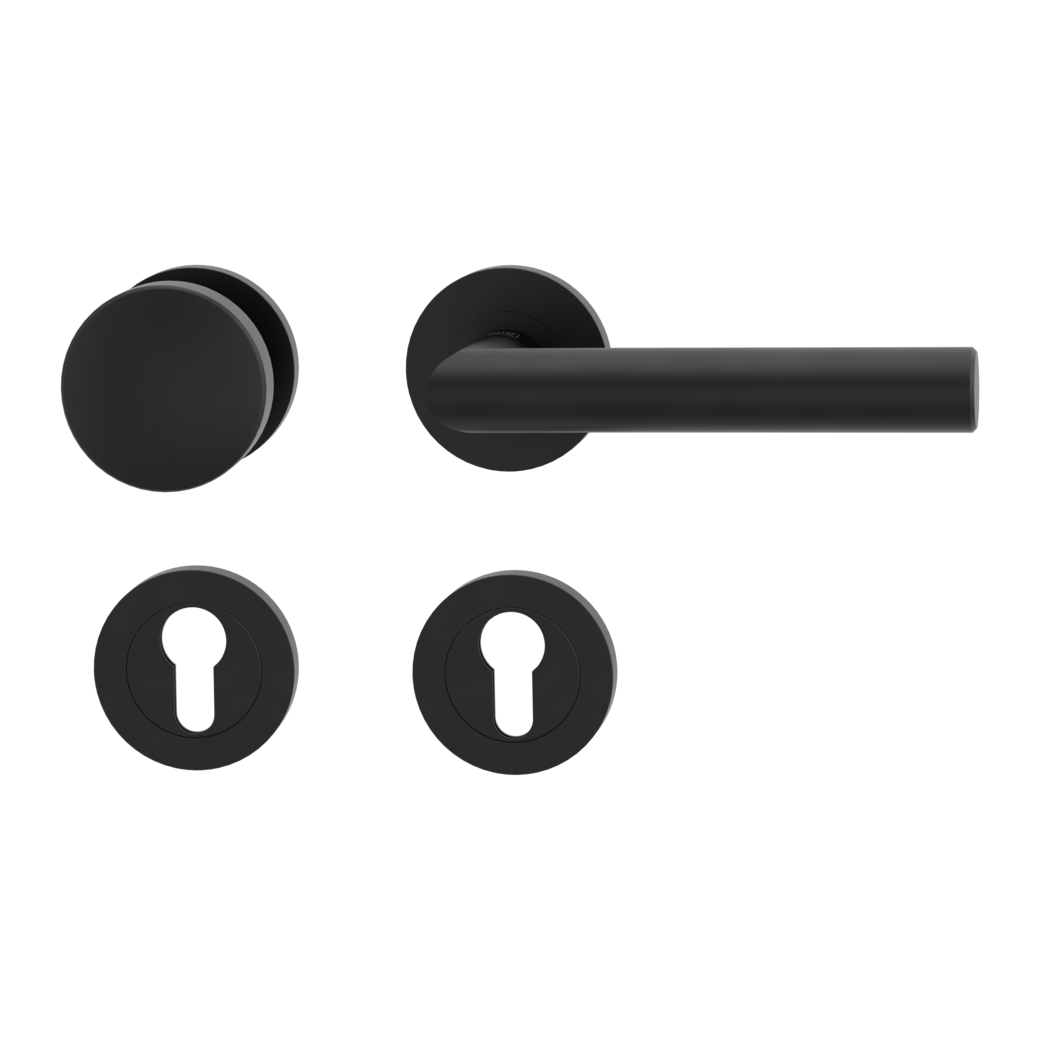 knob handle rose set LUCIA PROF screw on FP rose set round knob R2 38-50mm graphite black R