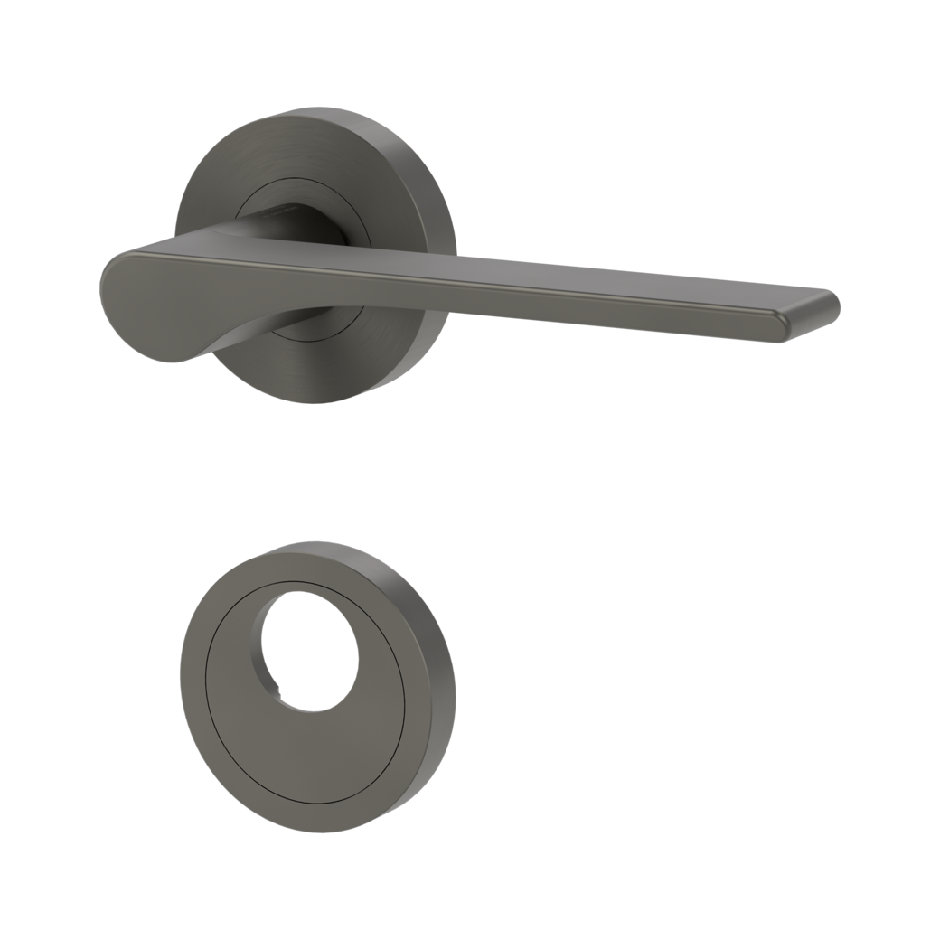 door handle set LEAF LIGHT screw on cl4 rose set round swiss profile cashmere grey