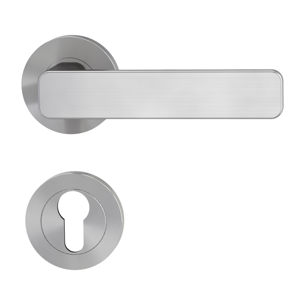 door handle set MINIMAL MODERN screw on cl4 rose set round euro profile velvety grey