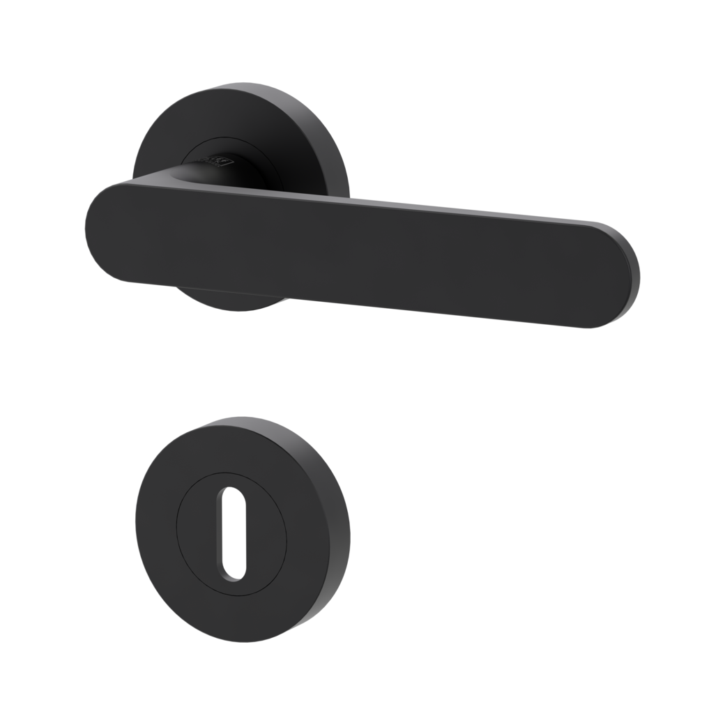 AVUS door handle set Screw-on system GK4 round escutcheons Cipher bit graphite black