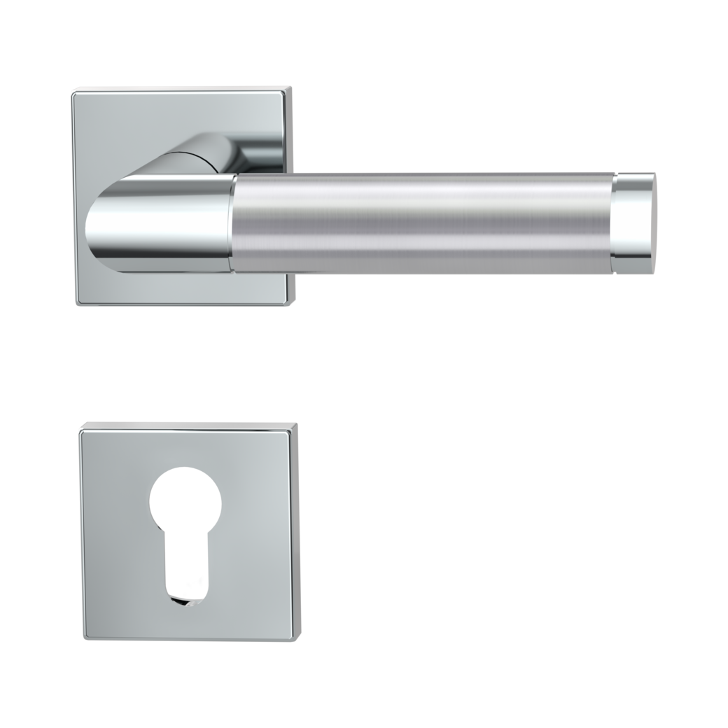 door handle set CHRISTINA QUATTRO clip on cl3 rose set square euro profile polished/brushed steel