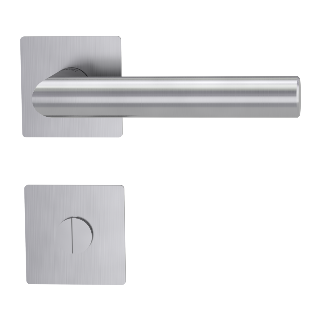 LUCIA PIATTA S QUATTRO door handle set Flat escutcheons straight-edged WC satin stainless steel