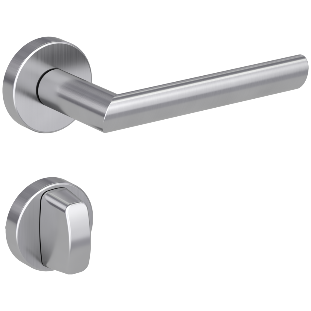 door handle set OVIDA clip on cl3 rose set round wc brushed steel