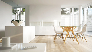 Abbildung Wohnraum Eames Stuhl Abbildung zeigt Wohnraum mit Eames Stühlen