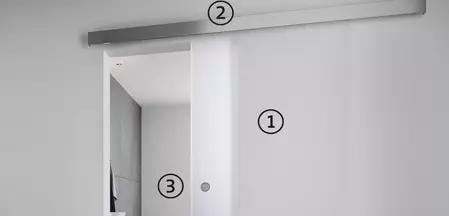 The figure shows the construction of a sliding glass door.