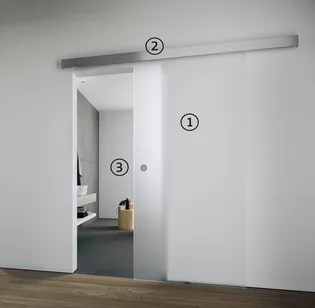 The figure shows the construction of a sliding glass door.