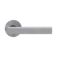 Isolated product image in perfect product view shows the GRIFFWERK rose set TRI 134 in the version unlockable - brushed steel - screw on