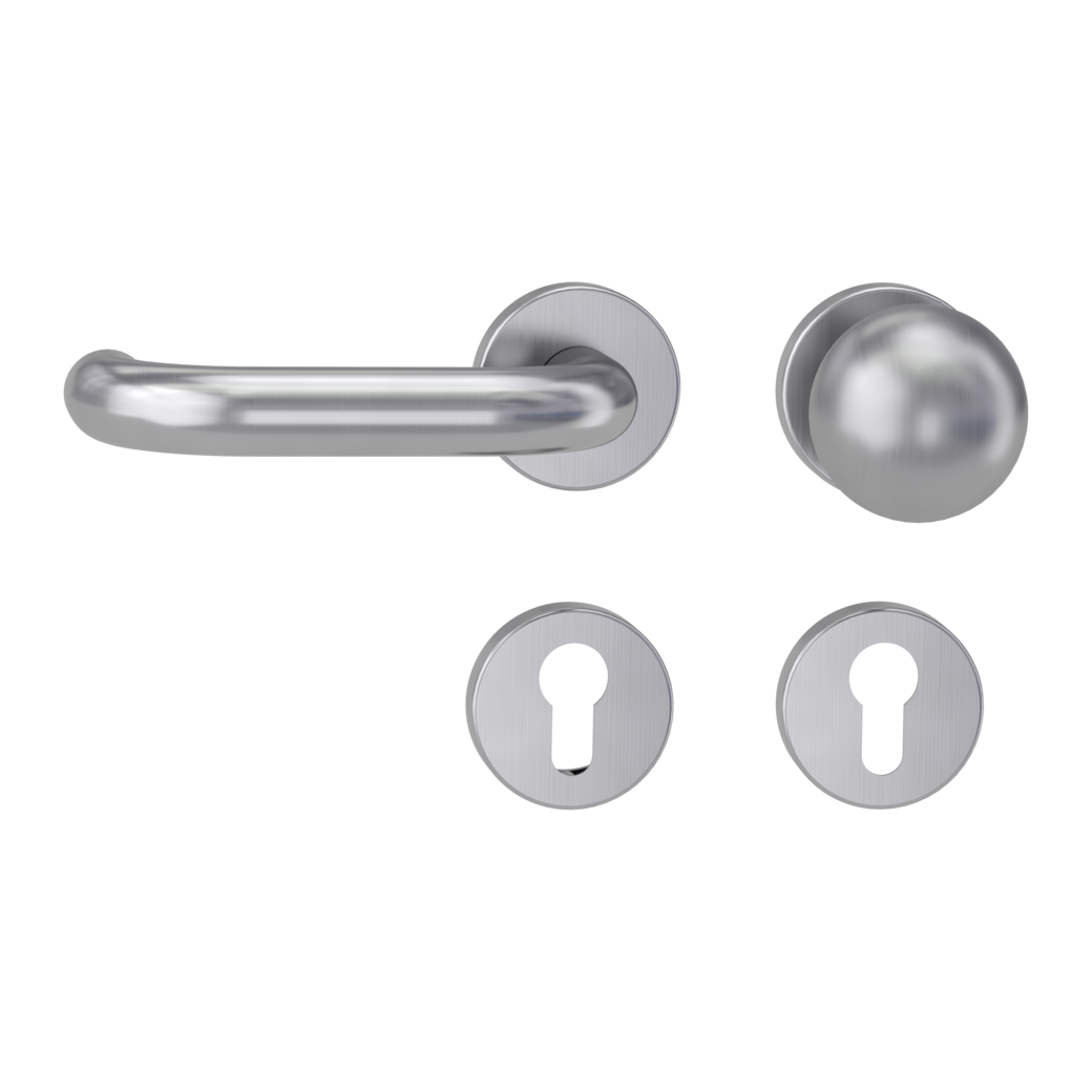 knob handle rose set ALESSIA clip on FP rose set round knob R4 38-50mm brushed steel L