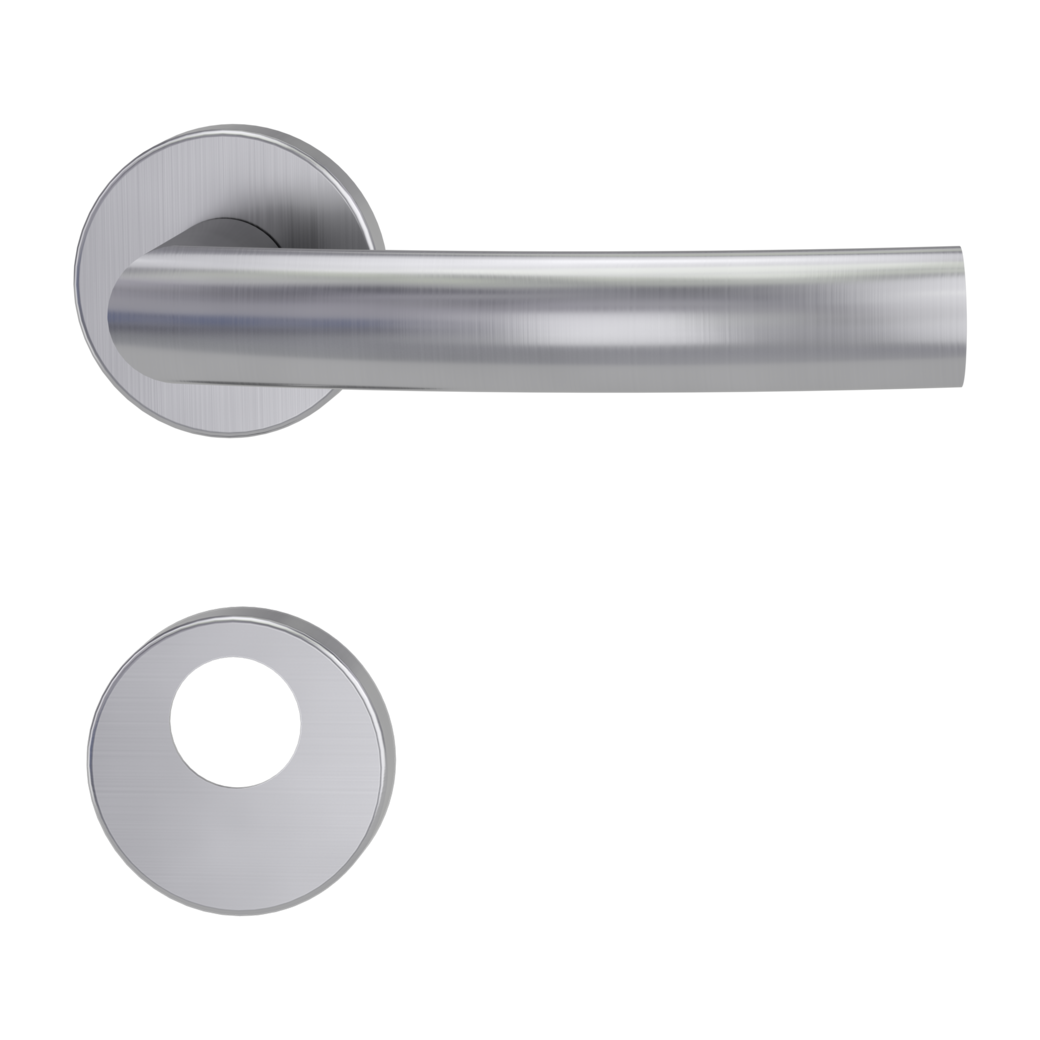 door handle set LORITA clip on cl3 rose set round swiss profile brushed steel