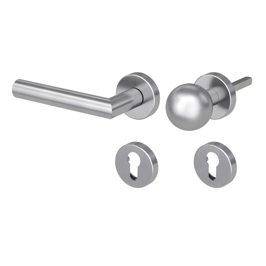 LUCIA alternate set Clip-on system GK3 round escutcheons Knob R4 satin stainless steel L