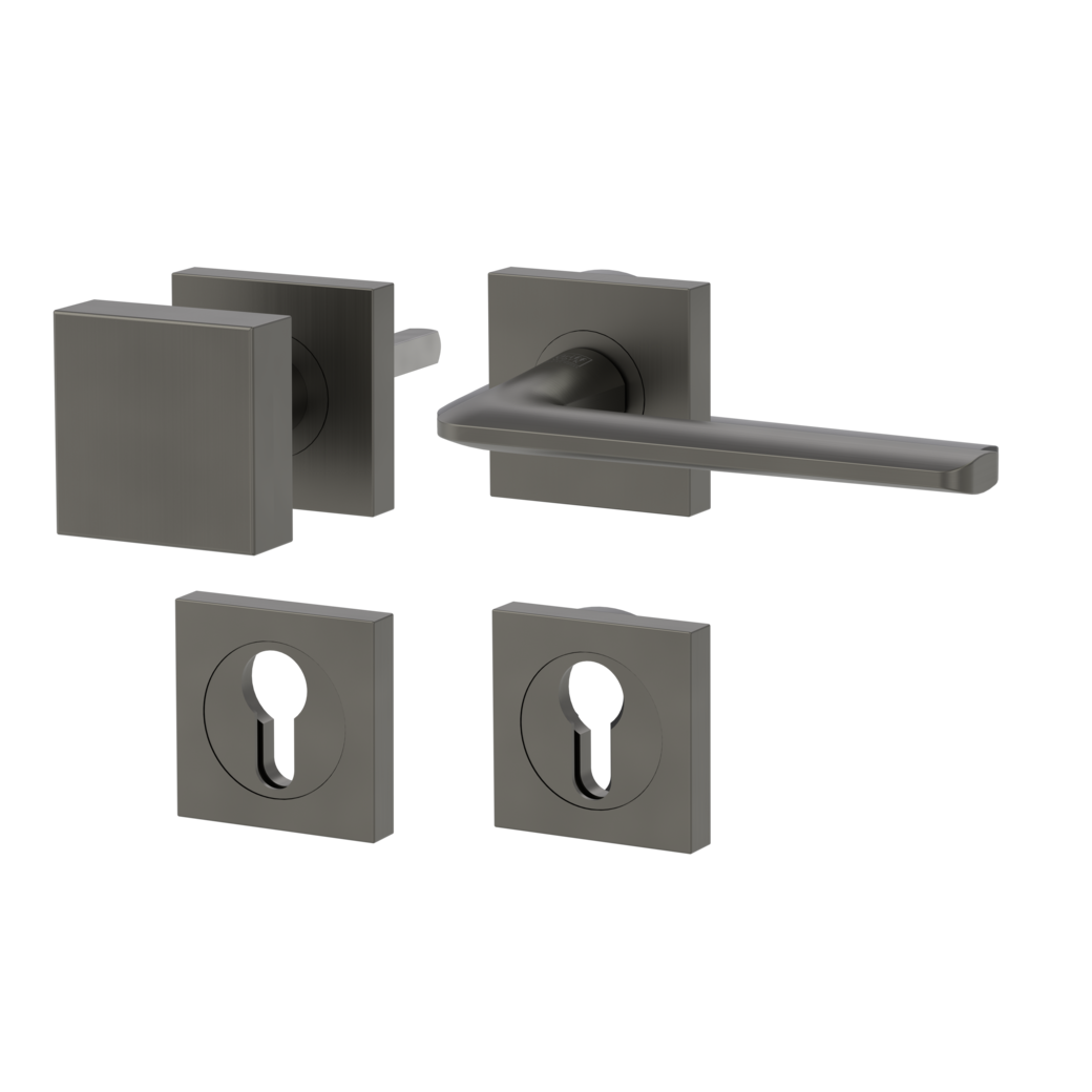 REMOTE alternate set Screw-on sys.GK4 straight-edged escut. Knob SQUARE cashmere grey R