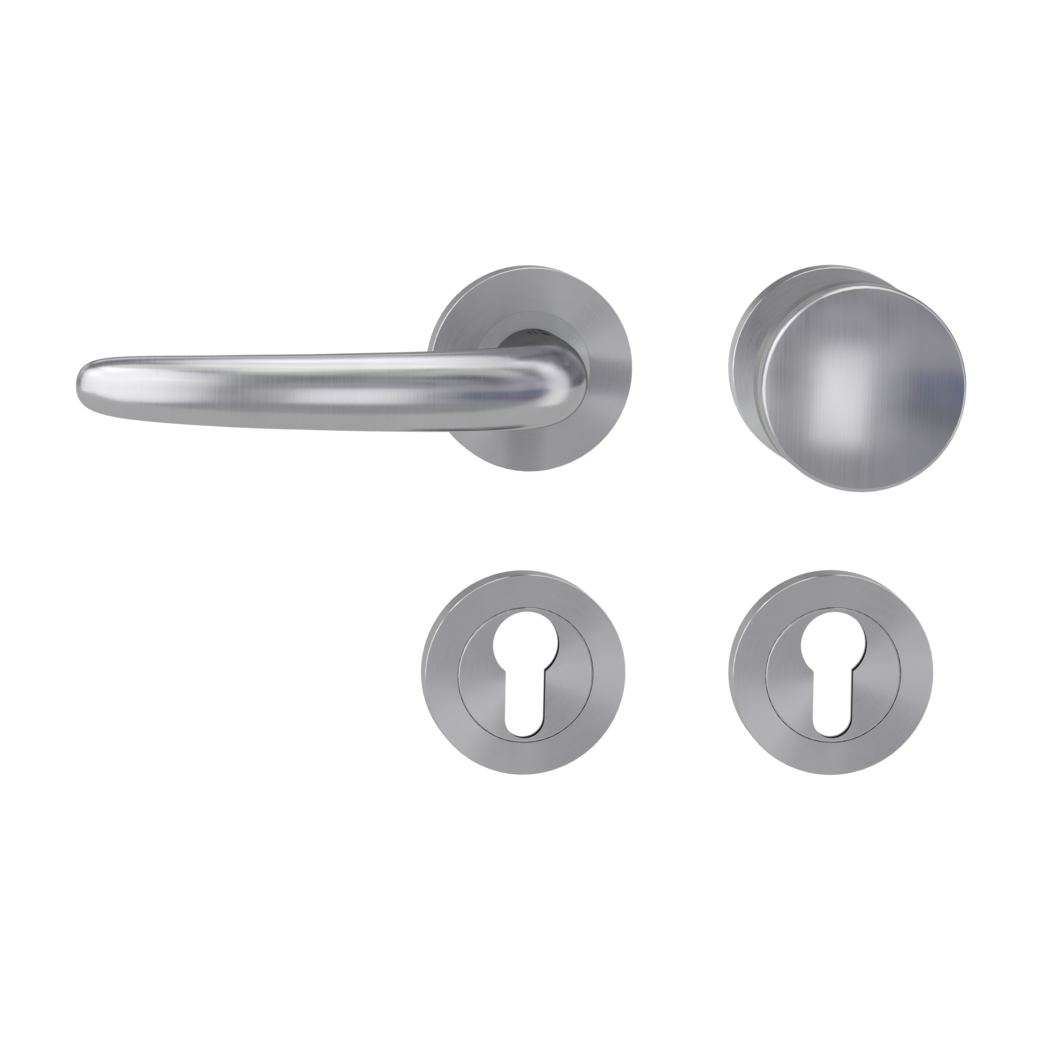 knob handle rose set ULMER GRIFF PROF screw on cl4 rose set round knob R2 brushed steel L