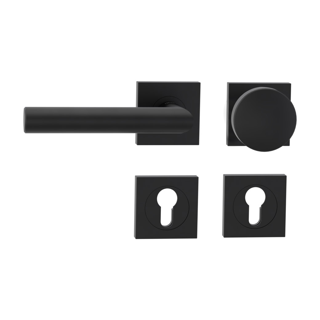 knob handle rose set LUCIA PROF screw on FP rose set square knob R2 graphite black L