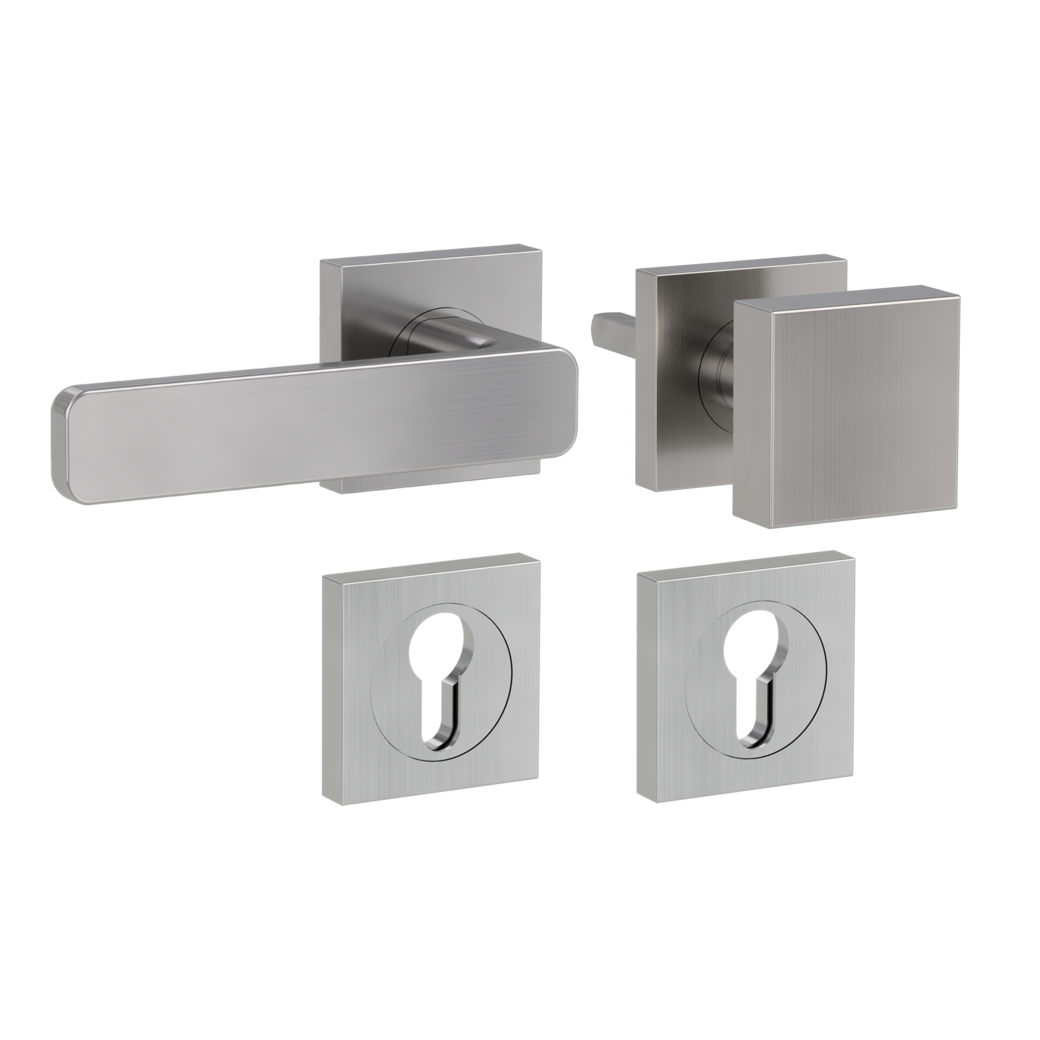 MINIMAL MODERN alternate set Screw-on sys.GK4 straight-edged escut. Knob SQUARE 34-45mm velvet grey L