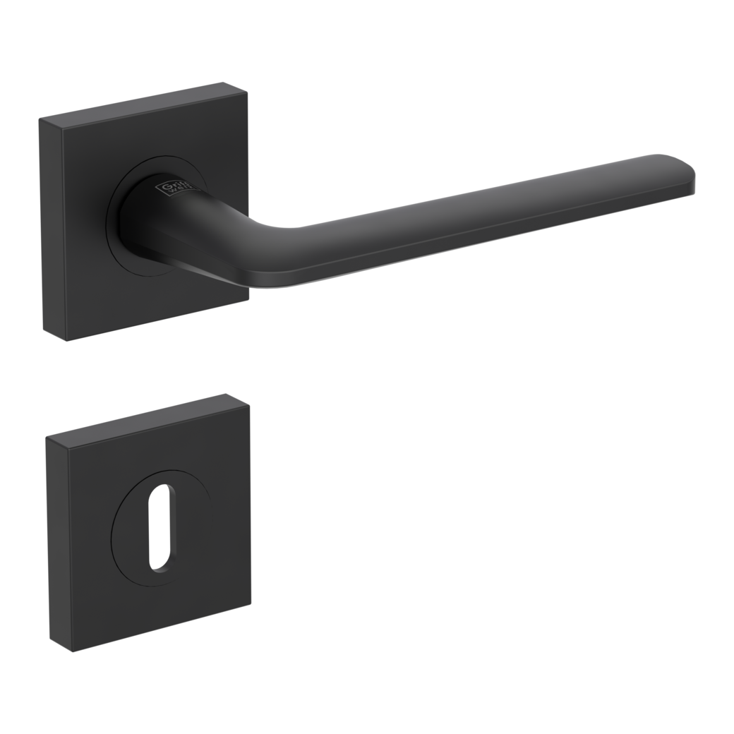 REMOTE door handle set Screw-on sys.GK4 straight-edged escut. Cipher bit graphite black